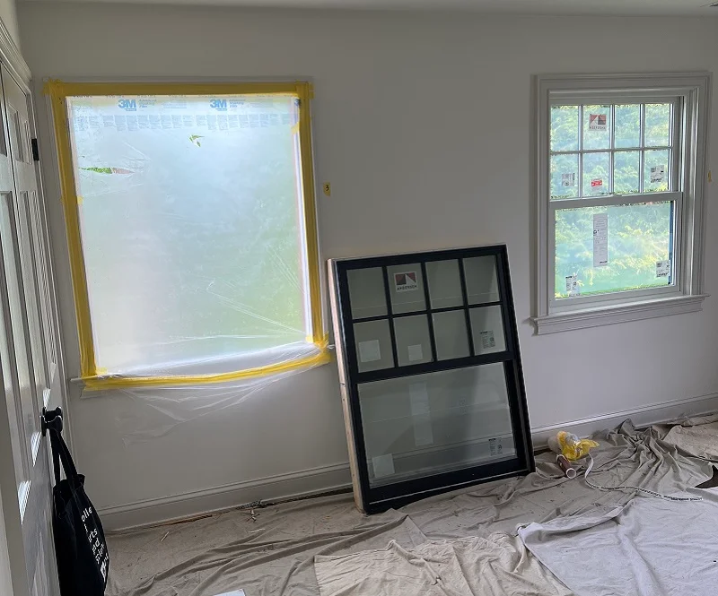 1 window installed in this room, 1 more to go